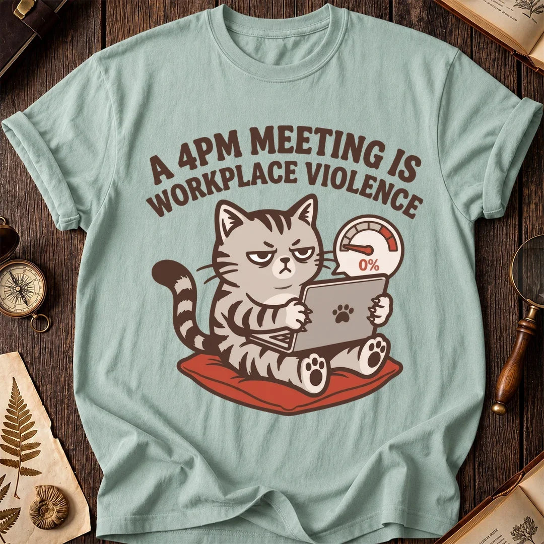 4PM Meeting Cat T-Shirt product image 6