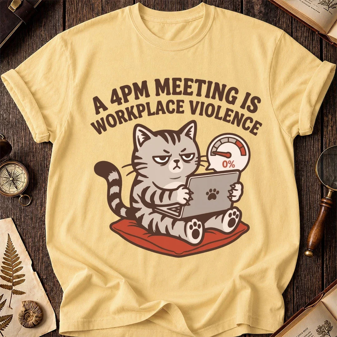 4PM Meeting Cat T-Shirt product image 5
