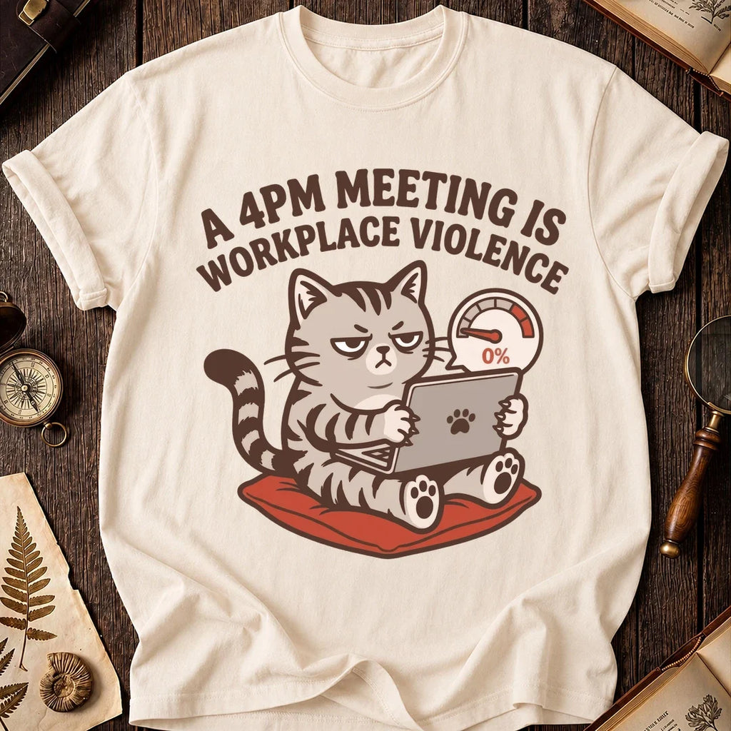 4PM Meeting Cat T-Shirt product image 7