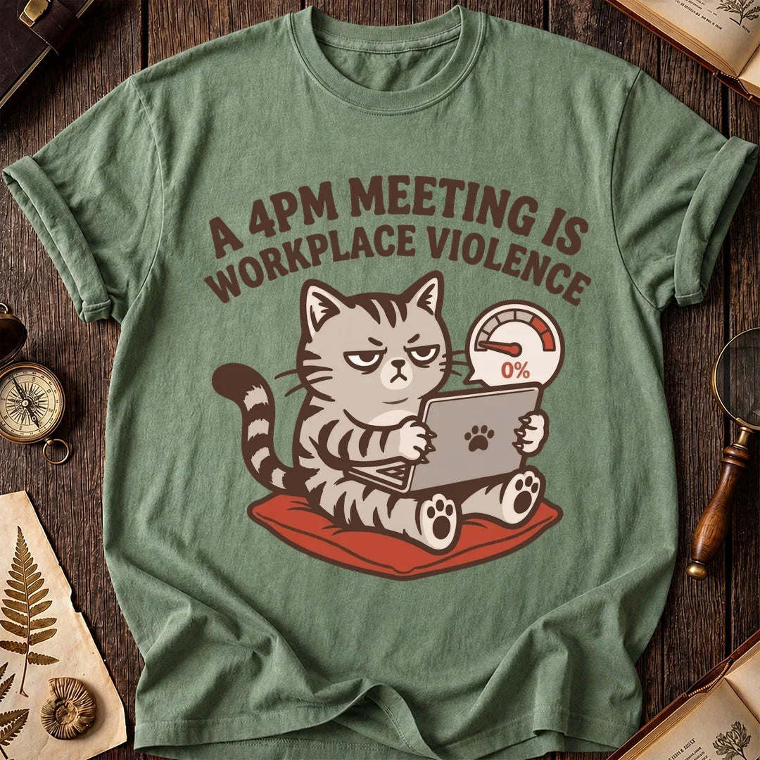 4PM Meeting Cat T-Shirt product image 2
