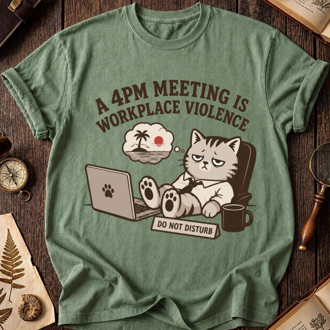 Late Meeting Survivor Cat T-Shirt product image 2