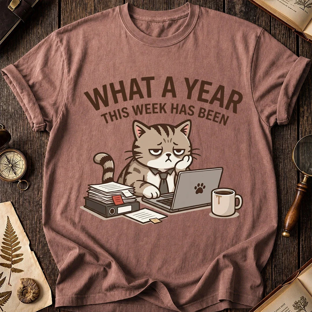What a Year Office Cat T-Shirt product image 1