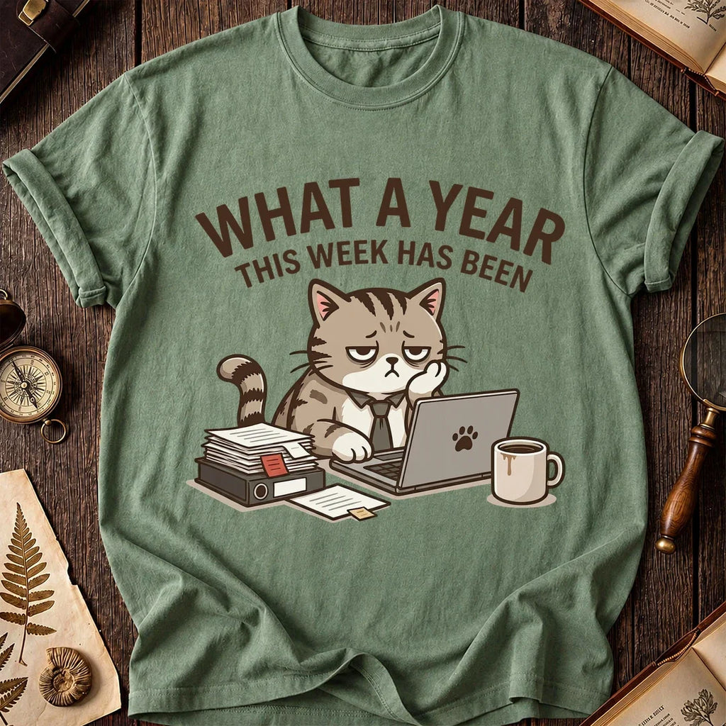 What a Year Office Cat T-Shirt product image 2