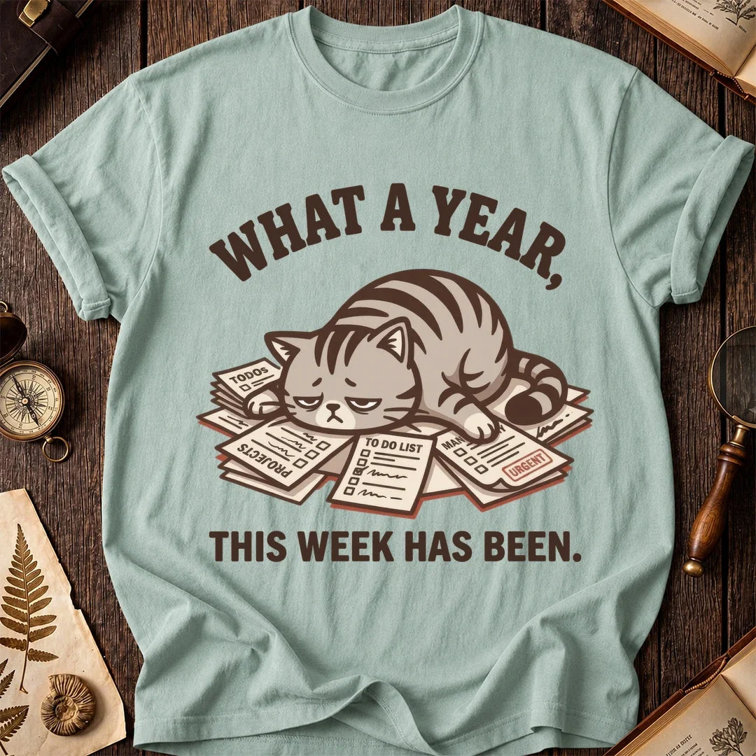 What a Year Tired Cat T-Shirt product image 6