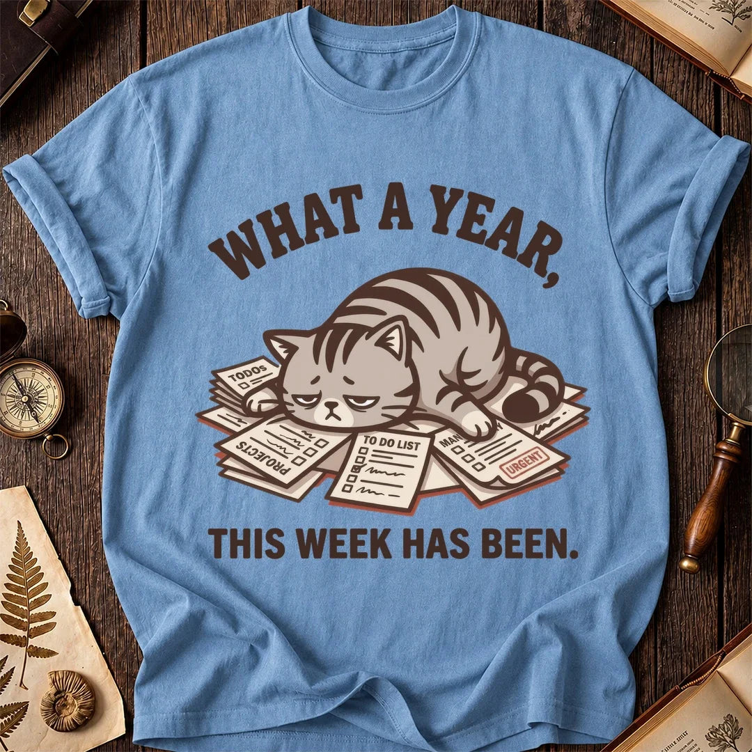 What a Year Tired Cat T-Shirt product image 2