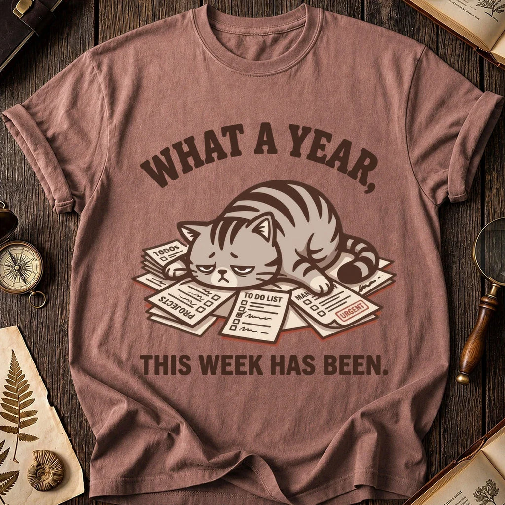 What a Year Tired Cat T-Shirt product image 1