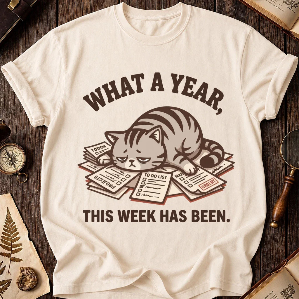 What a Year Tired Cat T-Shirt product image 7