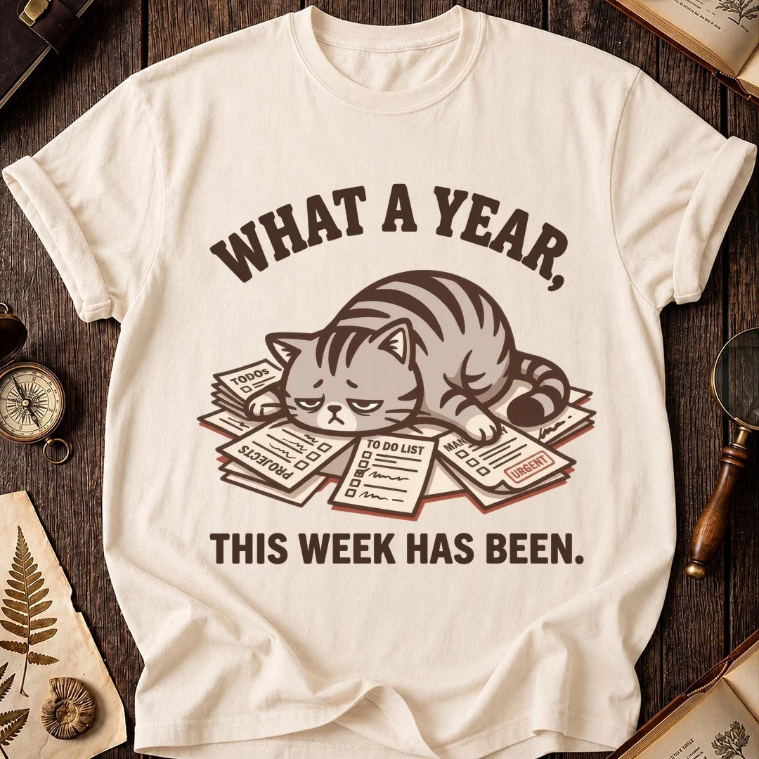 What a Year Tired Cat T-Shirt product image 7