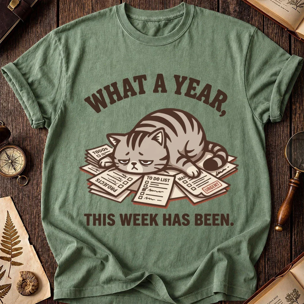 What a Year Tired Cat T-Shirt product image 3